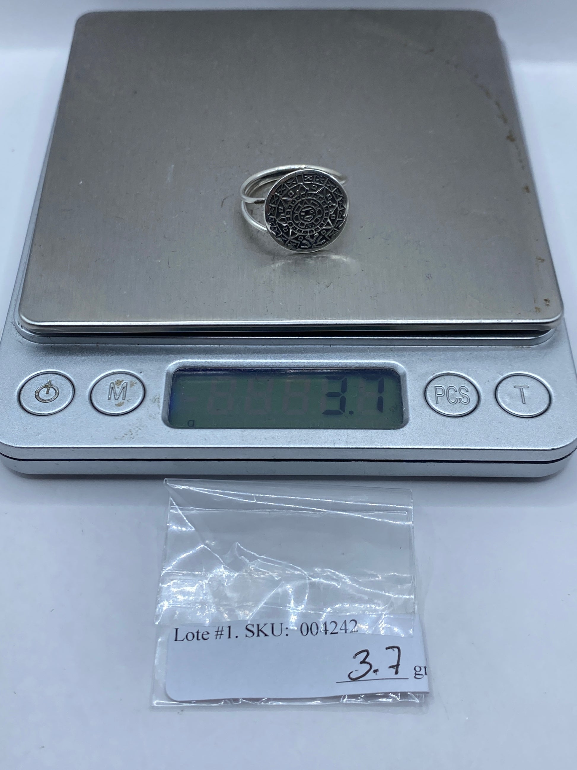 Anillo de Plata Calendario Azteca Prehispánico — Unisex Taxco — foto 6