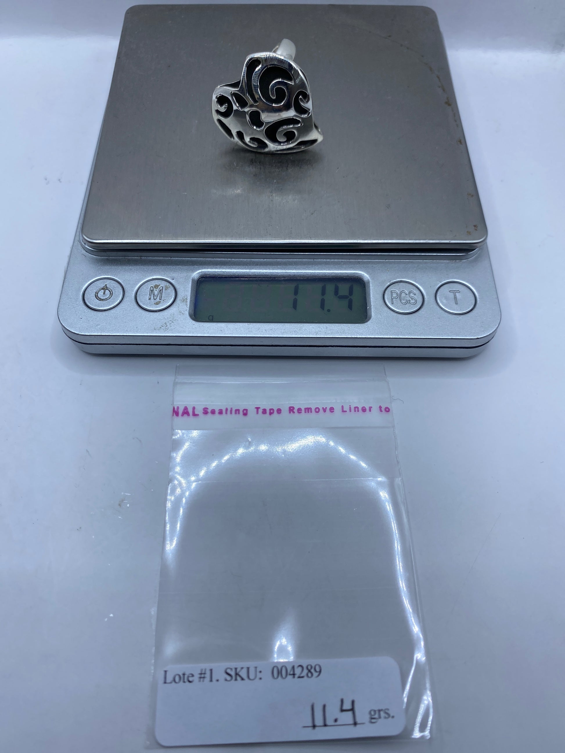 Anillo de Plata Corazón Calado Ajustable — Étnico — foto 6