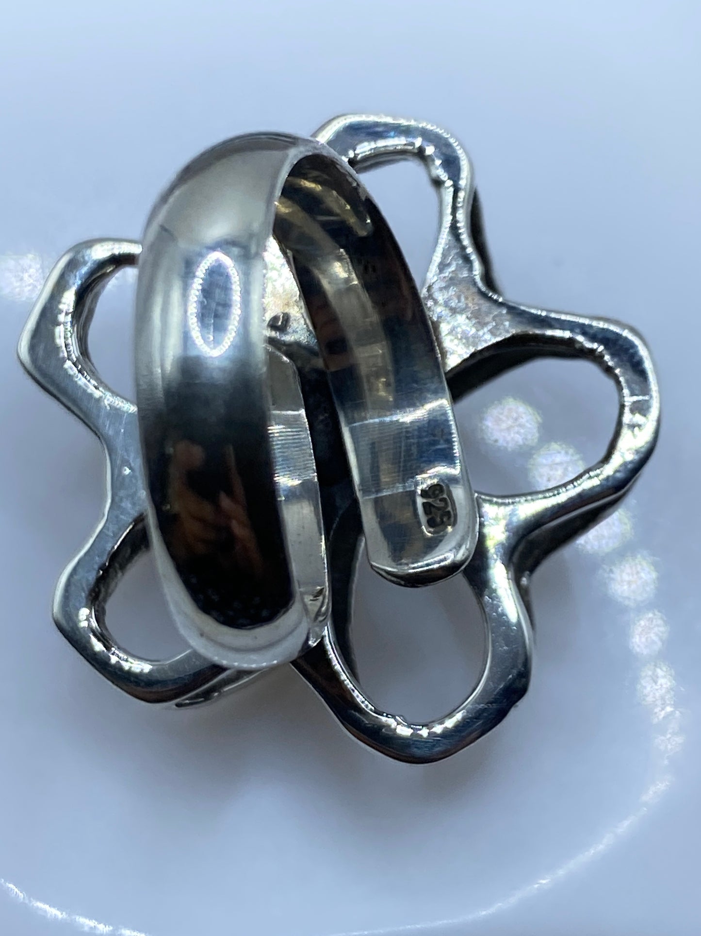 Anillo Floral de Plata Ajustable — Diseño Escultórico — foto 5