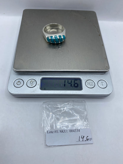 Anillo Plata Turquesa Azul Cielo — Taxco .925 Talla 13 — foto 6