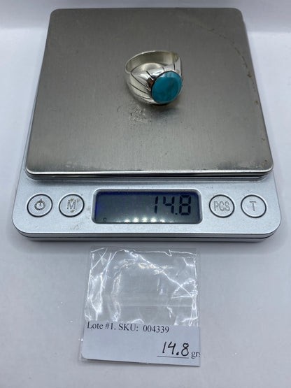 Anillo de Plata Turquesa Azul Cielo para Hombre — Taxco .925 — foto 6
