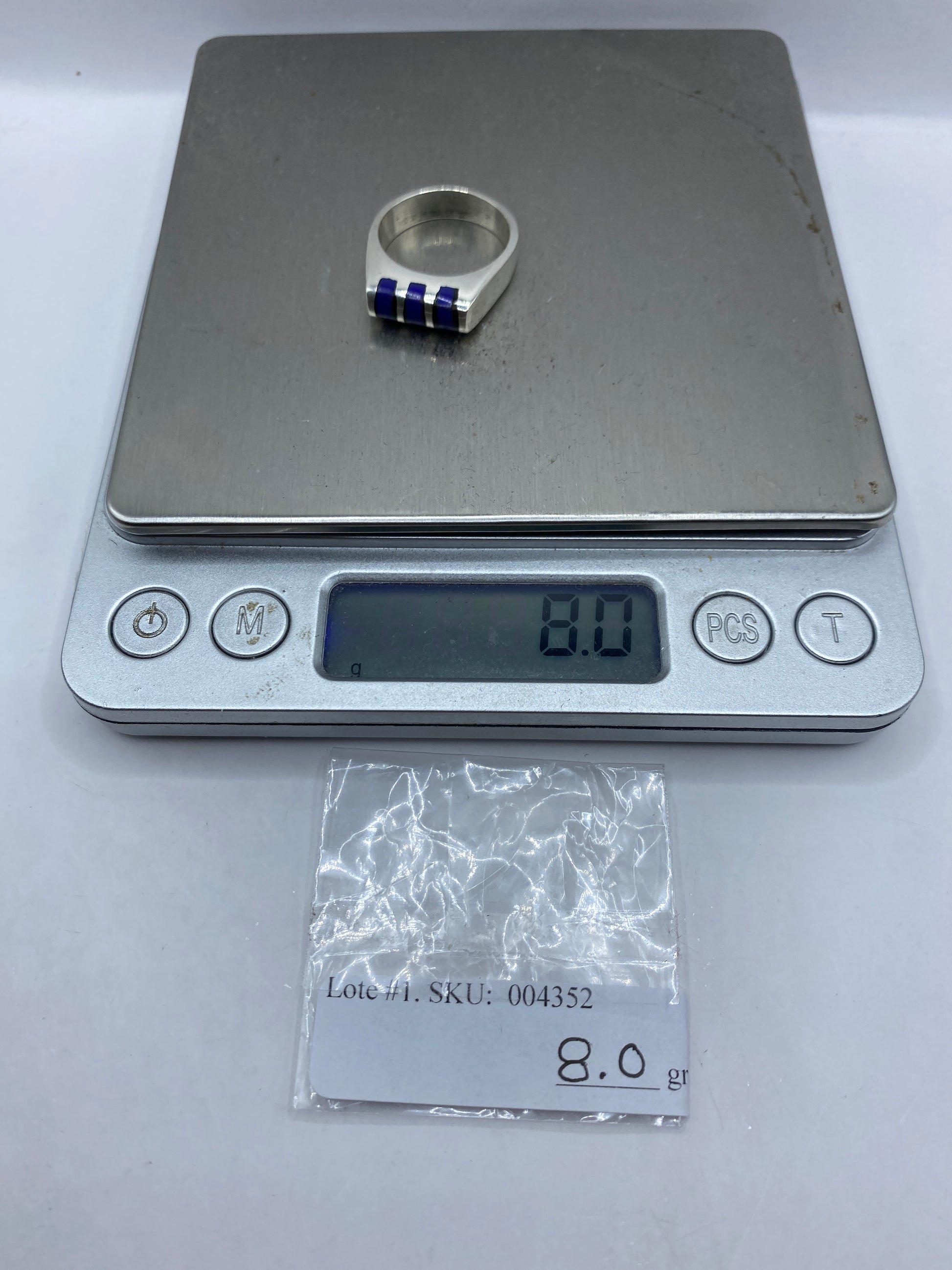 Anillo de Plata con Incrustación de Piedra Azul — Taxco .925 — foto 6