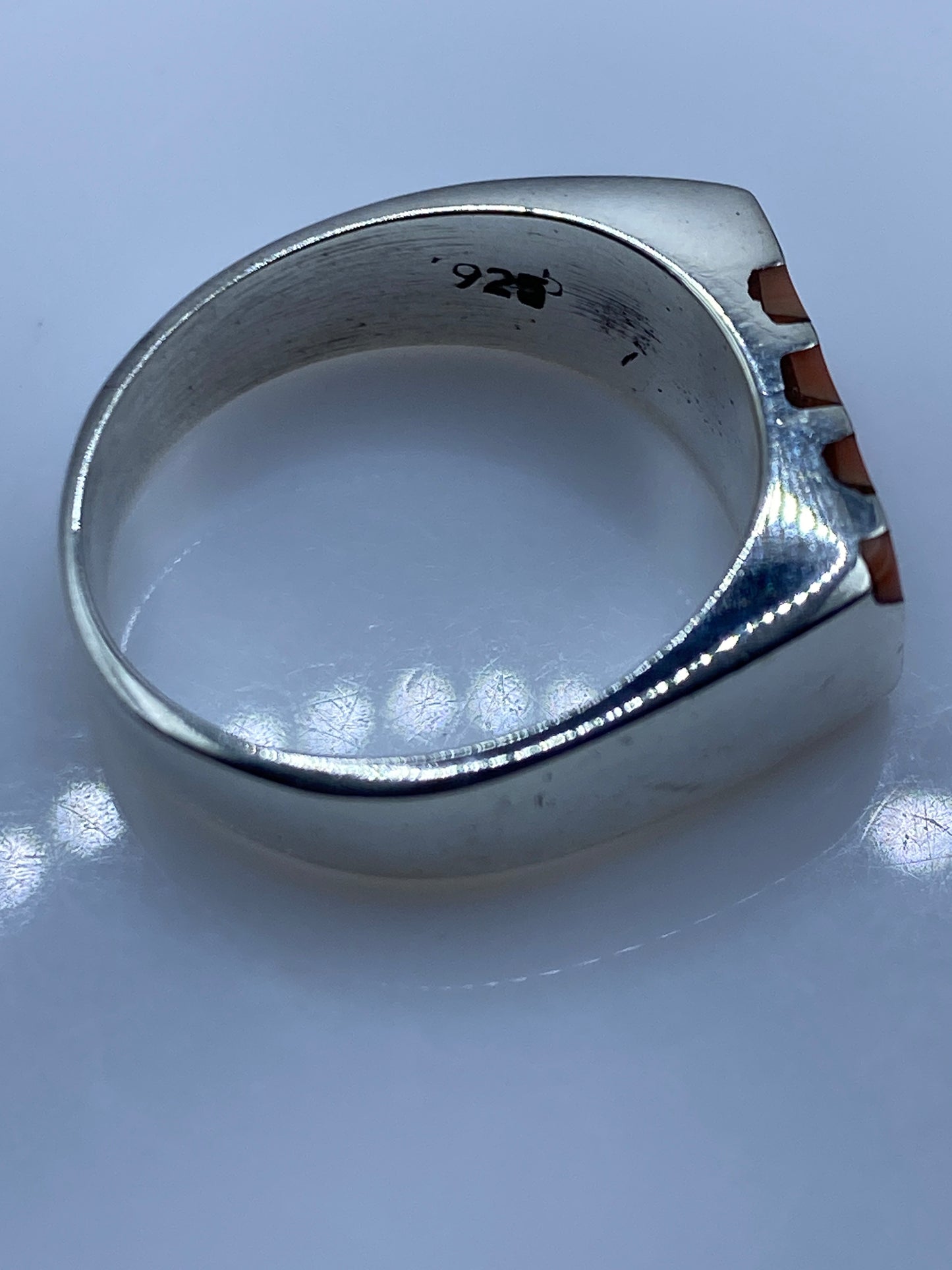Anillo de Plata con Coral — Engaste Geométrico Taxco .925 — foto 5