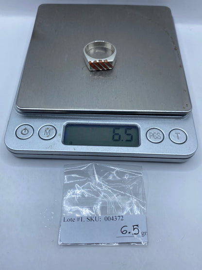 Anillo de Plata con Coral — Engaste Geométrico Taxco .925 — foto 6