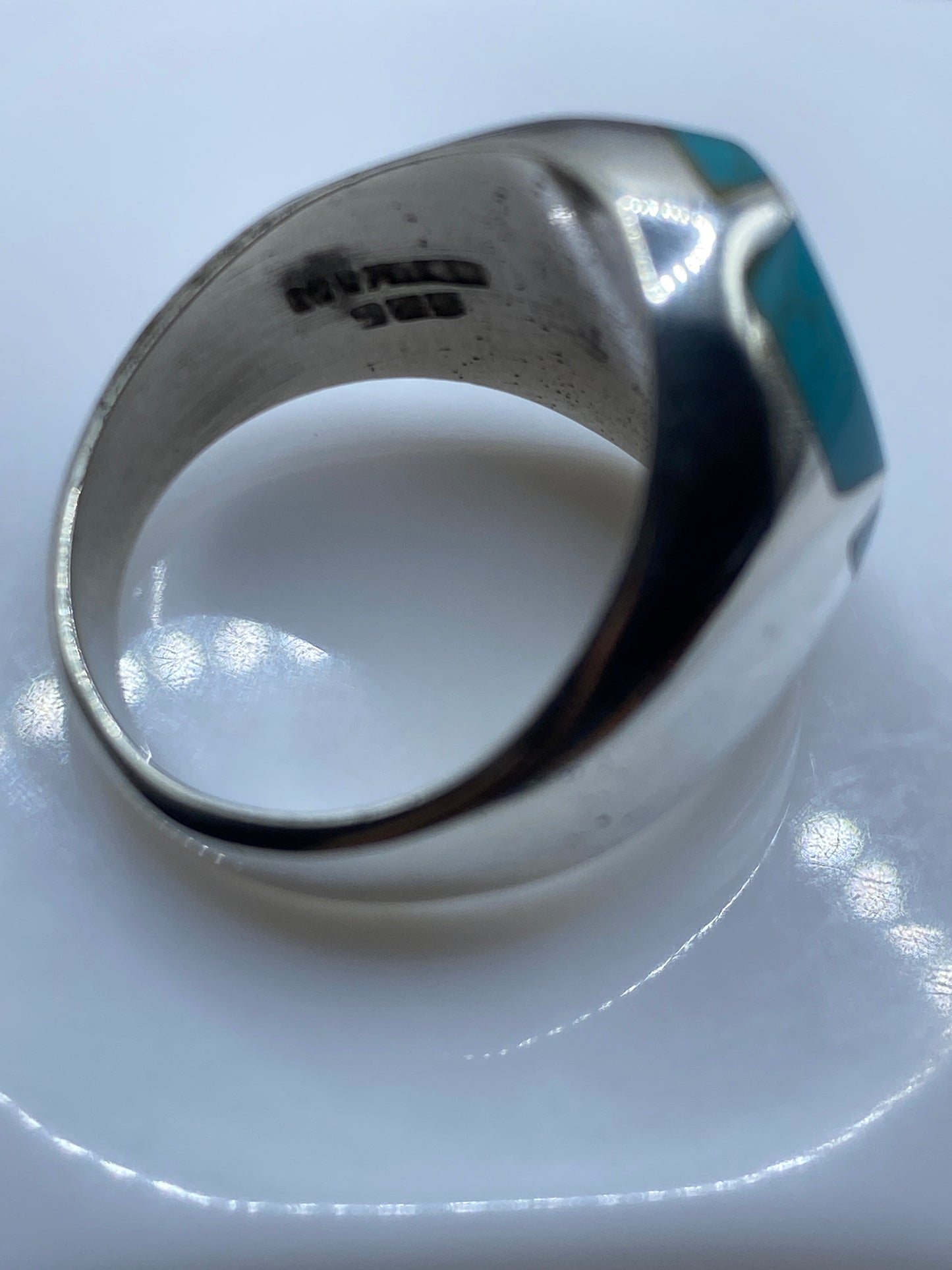 Anillo de Plata Turquesa Azul Cielo — Diseño Unisex Taxco — foto 5