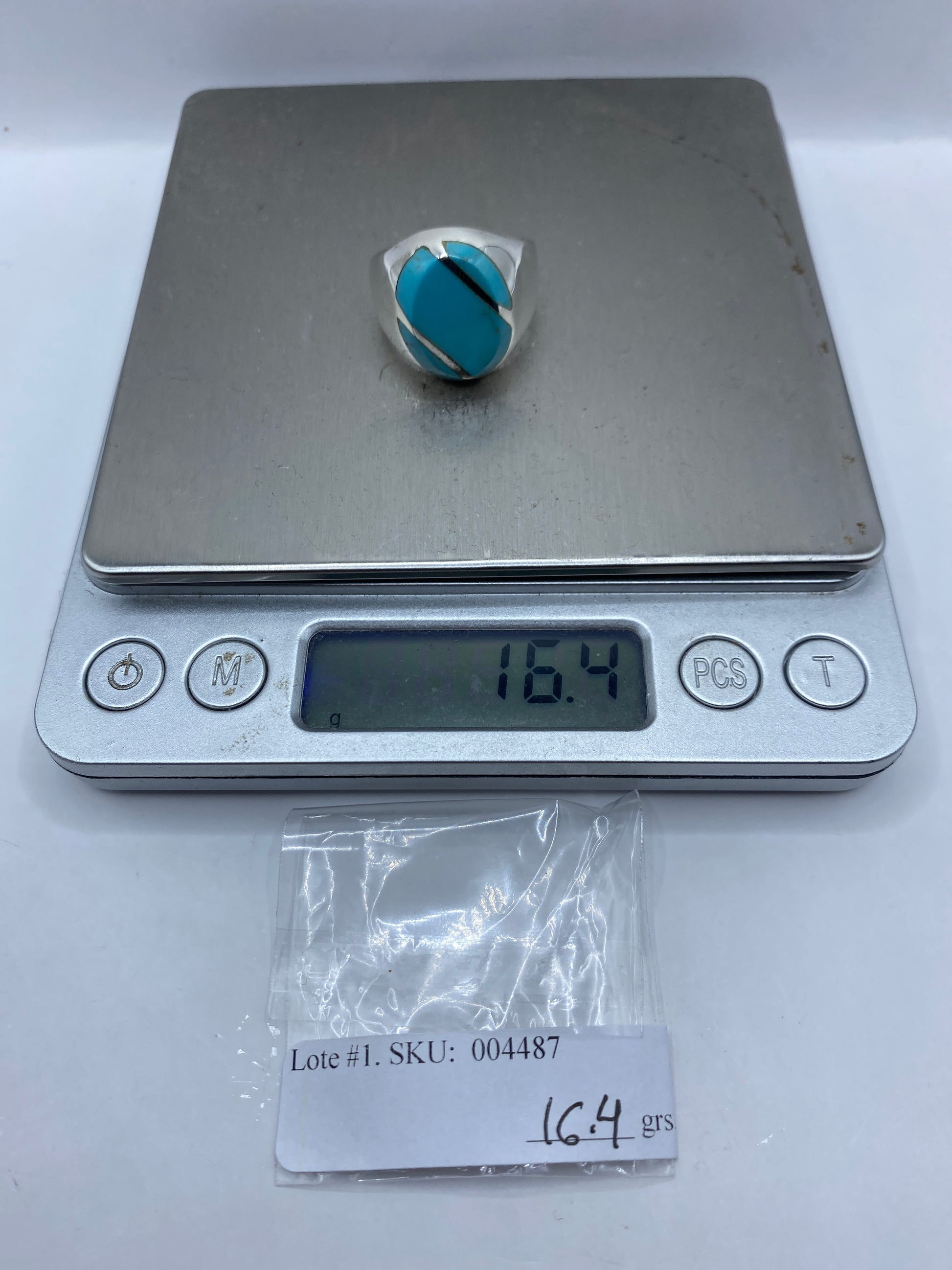 Anillo de Plata Turquesa Azul Cielo — Diseño Unisex Taxco — foto 6
