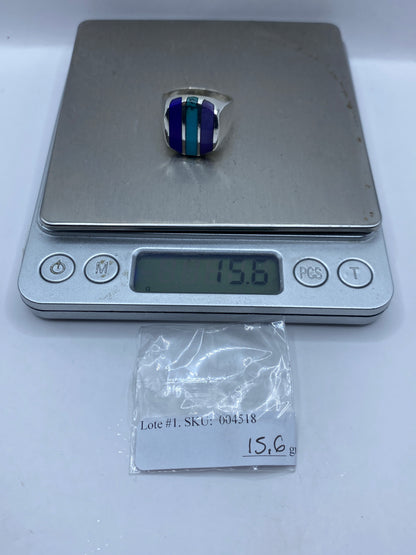 Anillo de Plata con Turquesa Azul Cielo — Taxco .925 — foto 6