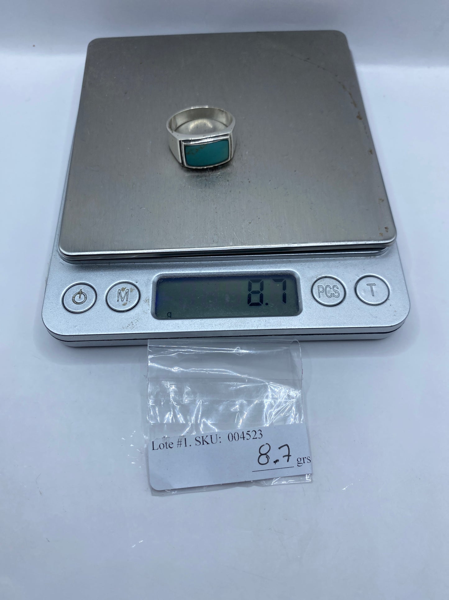 Anillo de Plata con Turquesa Azul Cielo — Taxco .925 — foto 6