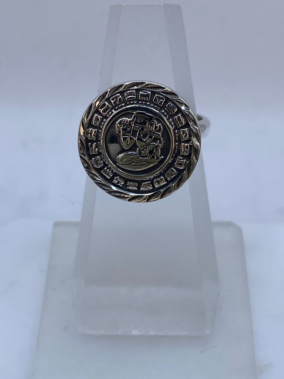 Anillo Ajustable Calendario Maya en Plata .925
