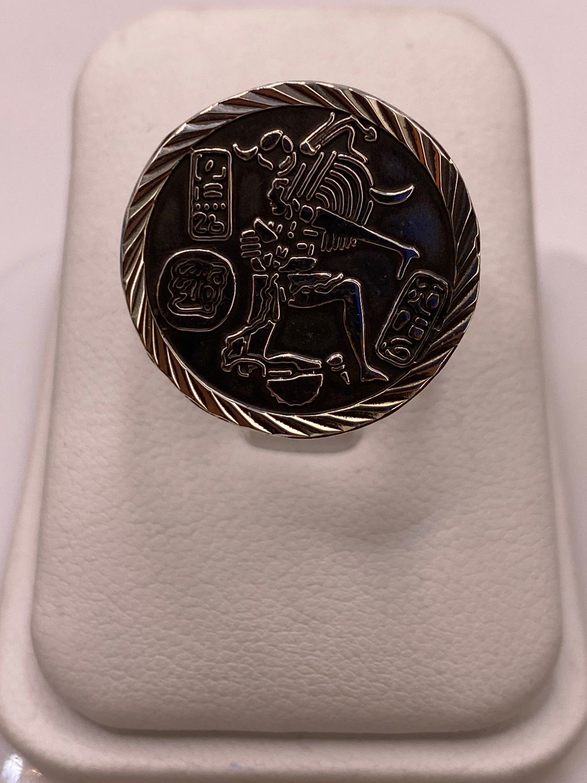 Anillo Ajustable de Plata .925 con Grabado Maya Ancestral