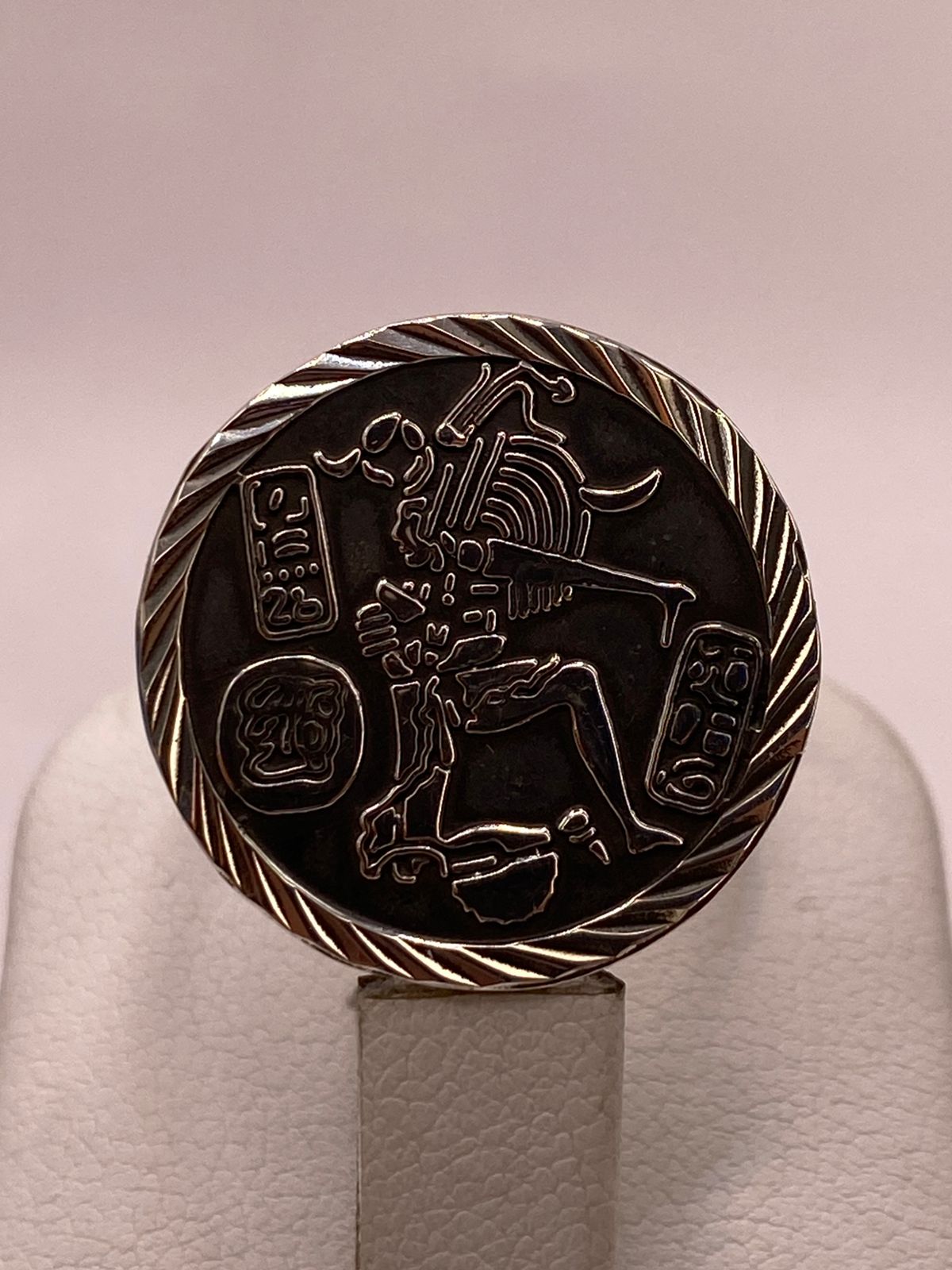Anillo Ajustable de Plata .925 con Grabado Maya Ancestral