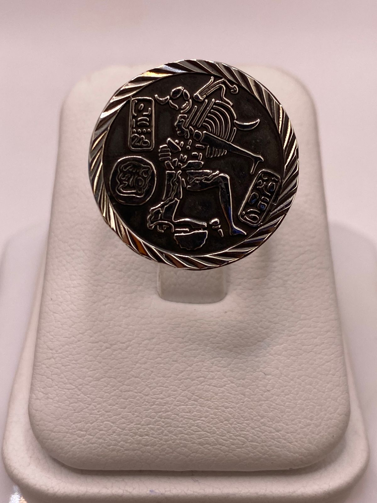 Anillo Ajustable de Plata .925 con Grabado Maya Ancestral