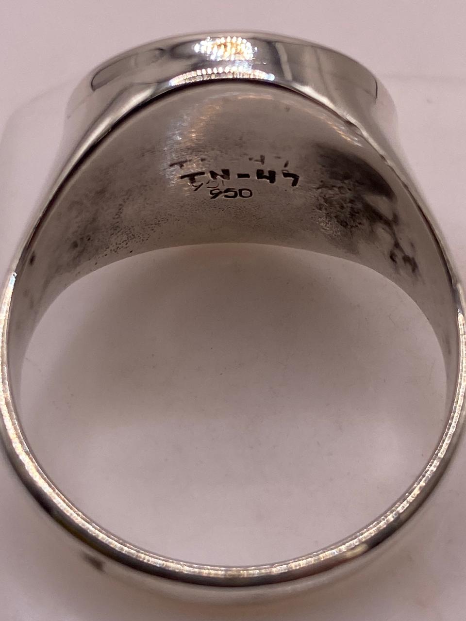 Anillo Artesanal en Plata con Calendario Maya en Relieve