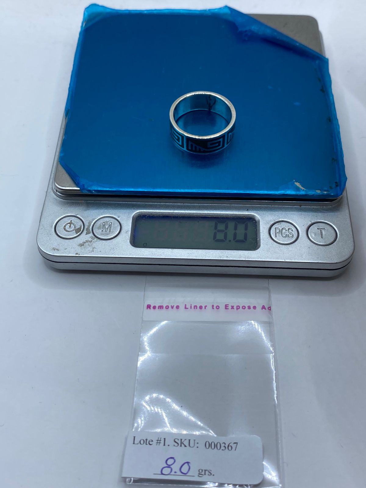 Anillo Artesanal de Plata .925 con Malaquita y Greca Moderna