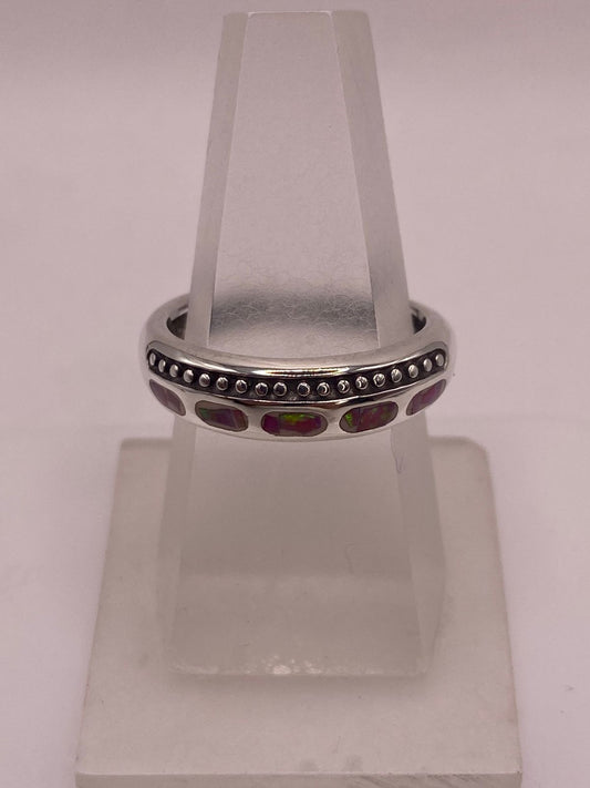 💍🔥 Anillo Artesanal de Plata 950 con Ópalo de Fuego — ángulo diagonal