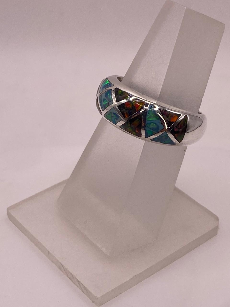 Anillo Artesanal de Plata 950 con Ópalo de Fuego