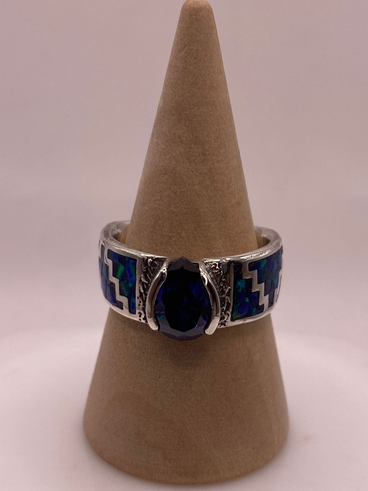 💍✨ Anillo Artesanal de Plata 950 con Ópalo de Fuego y Zirconia