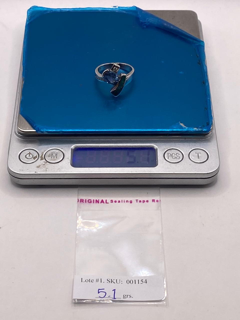 Anillo Artístico Asimétrico con Ópalo de Fuego y Zirconia en Plata .925