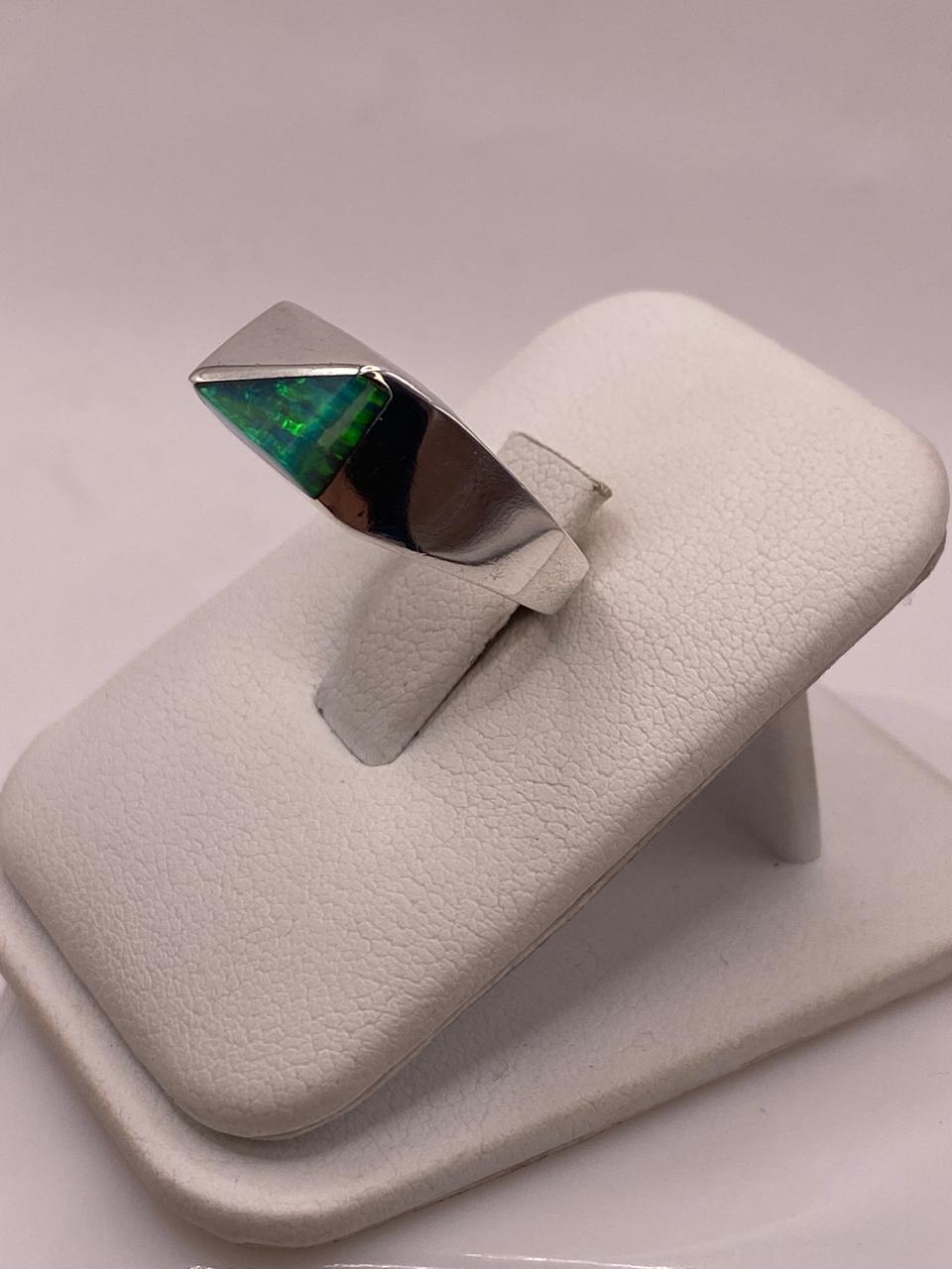 Anillo Asimétrico de Plata 950 con Ópalo de Fuego