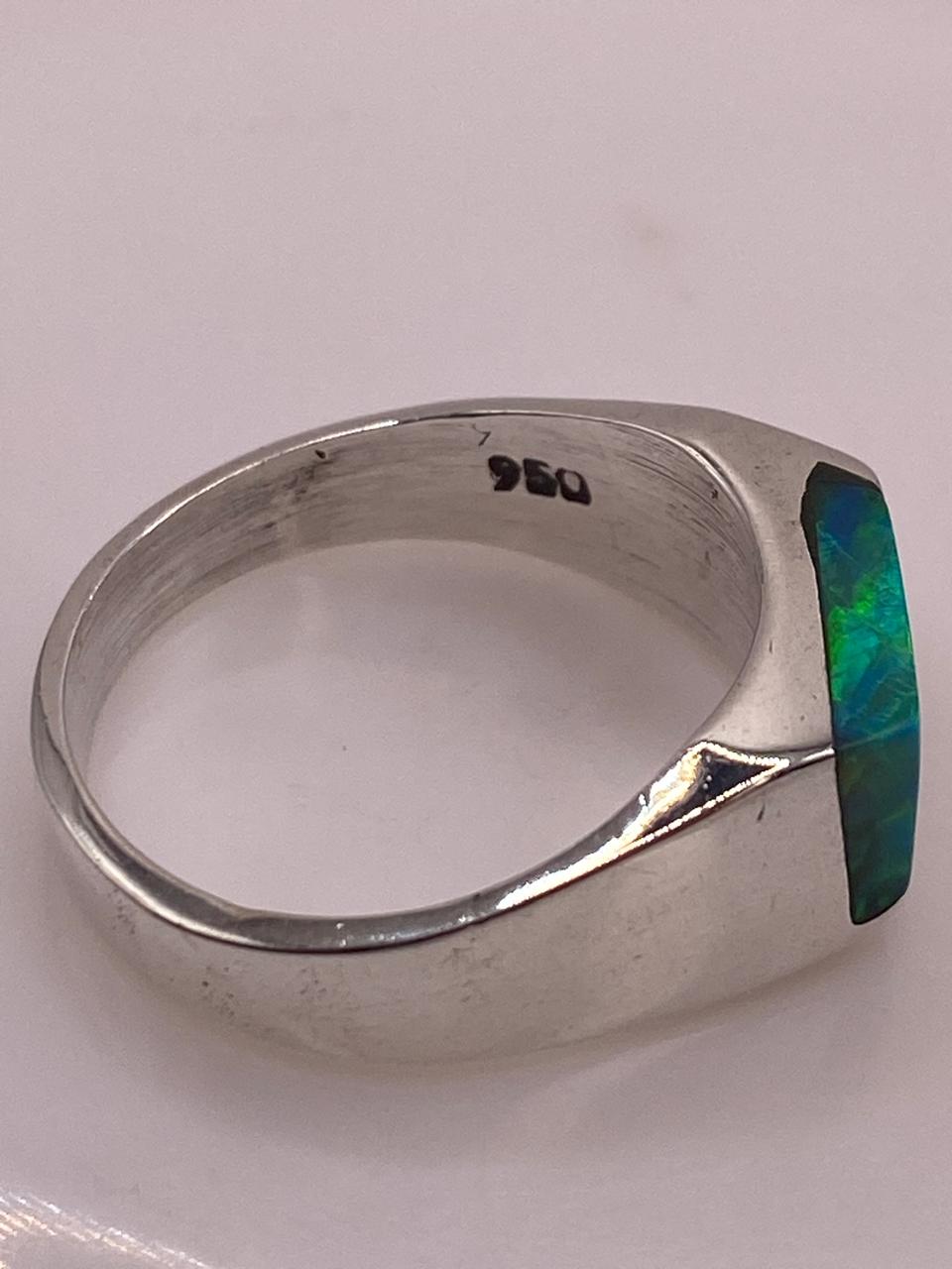 Anillo Asimétrico de Plata 950 con Ópalo de Fuego