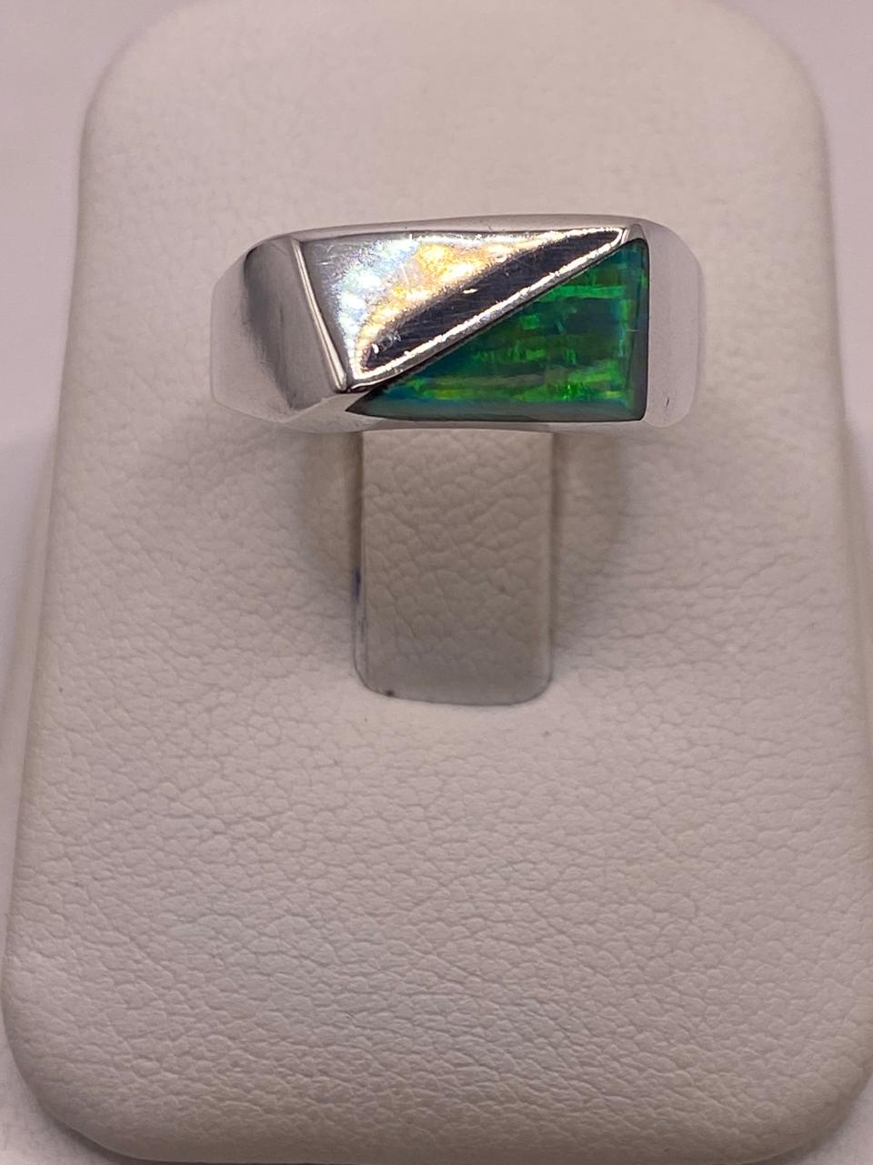 Anillo Asimétrico de Plata 950 con Ópalo de Fuego