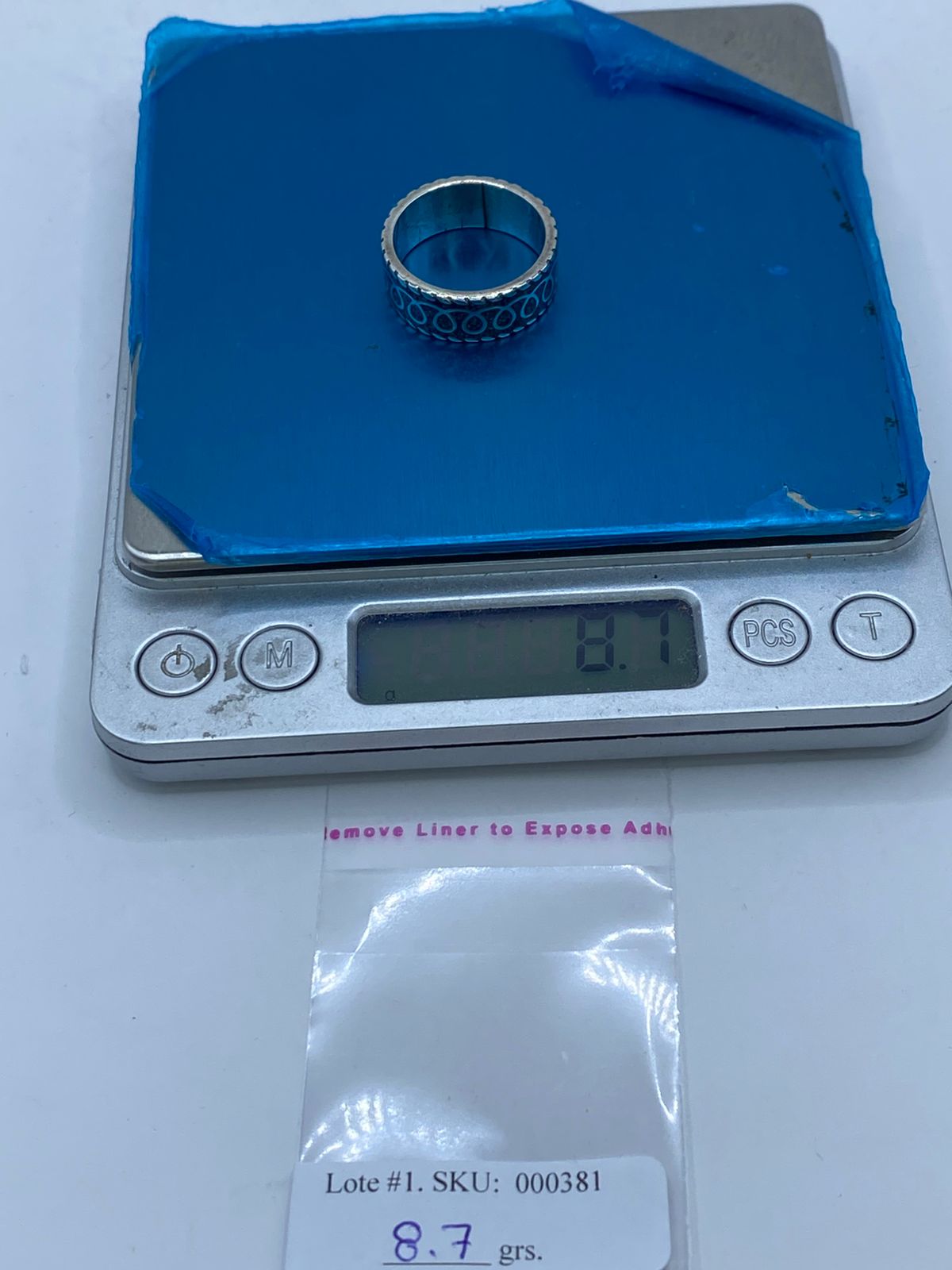 Anillo Banda Azul Trenzada en Plata .925 con Turquesa Natural