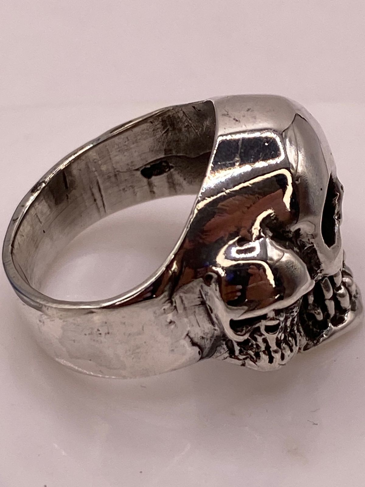 Anillo de Calavera Triple en Plata .950