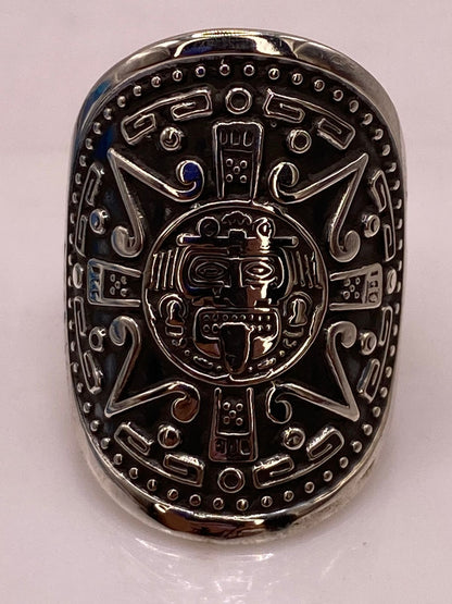 Anillo Calendario Azteca en Plata .925