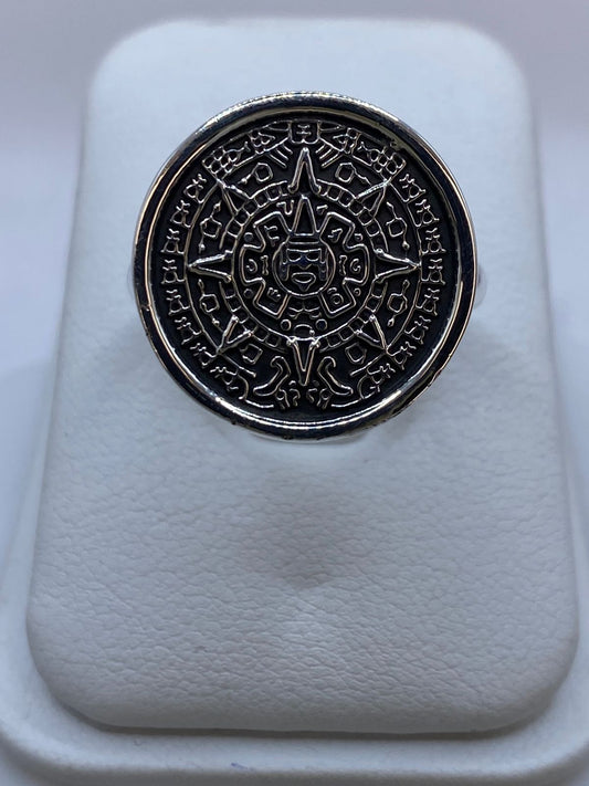 Anillo Calendario Azteca en Plata .950