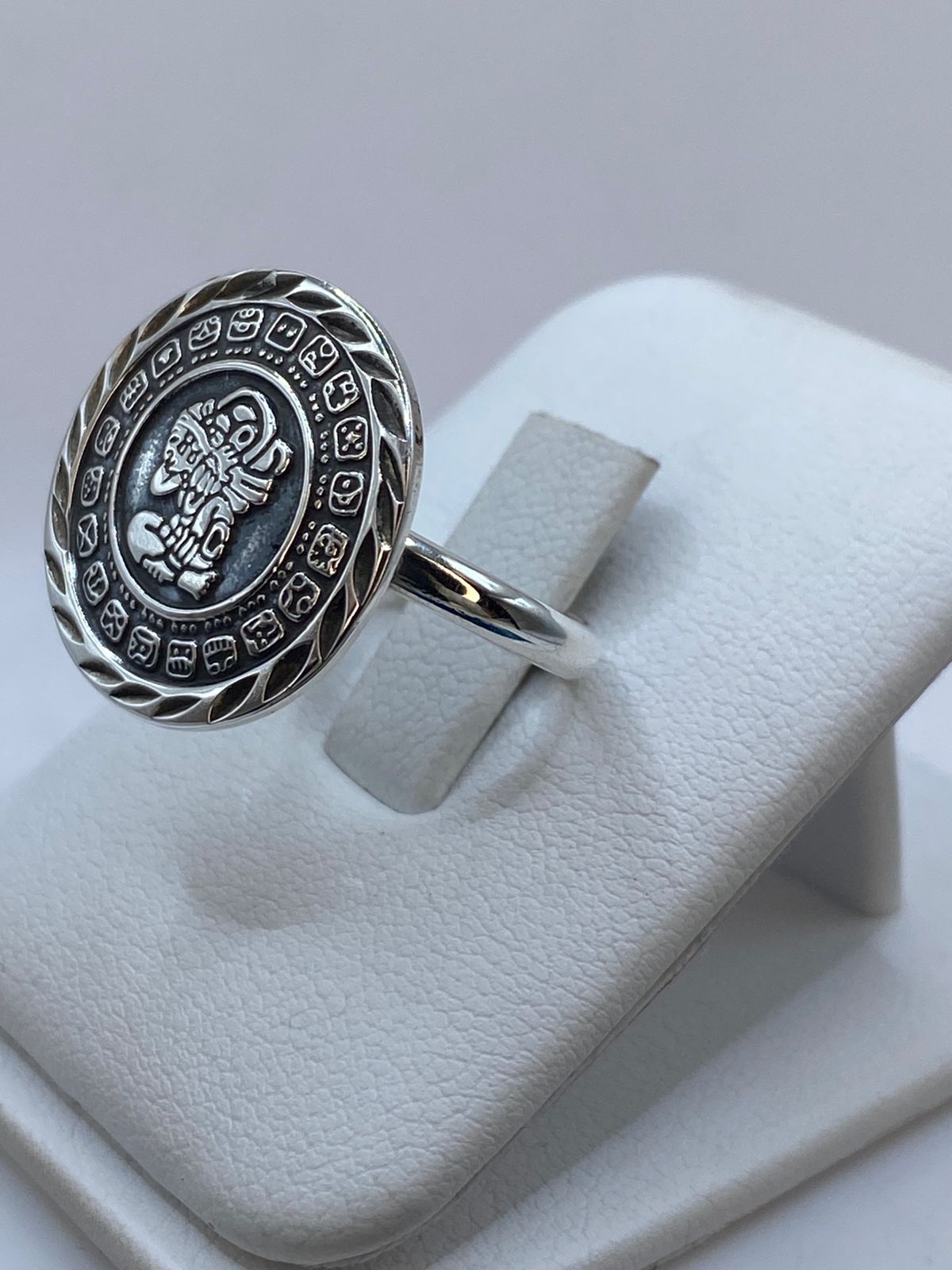 Anillo Calendario Maya Ajustable en Plata .925