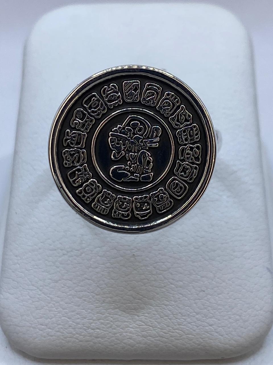 Anillo Calendario Maya en Plata .925 Diseño Circular Ancestral