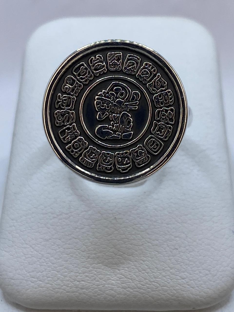 Anillo Calendario Maya en Plata .925 Diseño Circular Ancestral