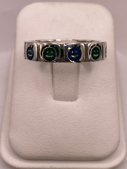 Anillo Caritas Divertidas de Plata .925 con Incrustaciones