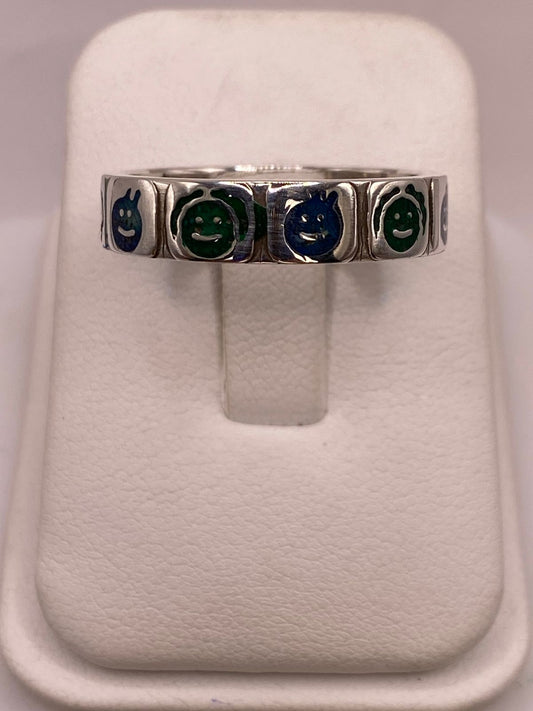 😊 Anillo Caritas Divertidas de Plata .925 con Incrustaciones