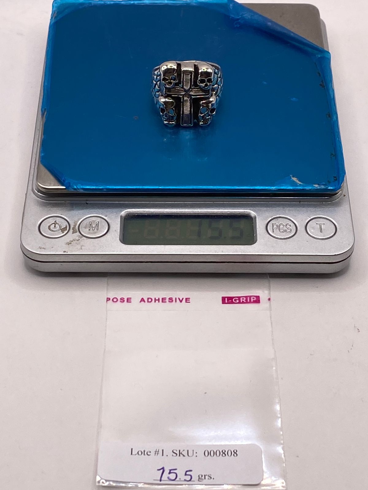 Anillo de Cruz con Calaveras en Plata .925