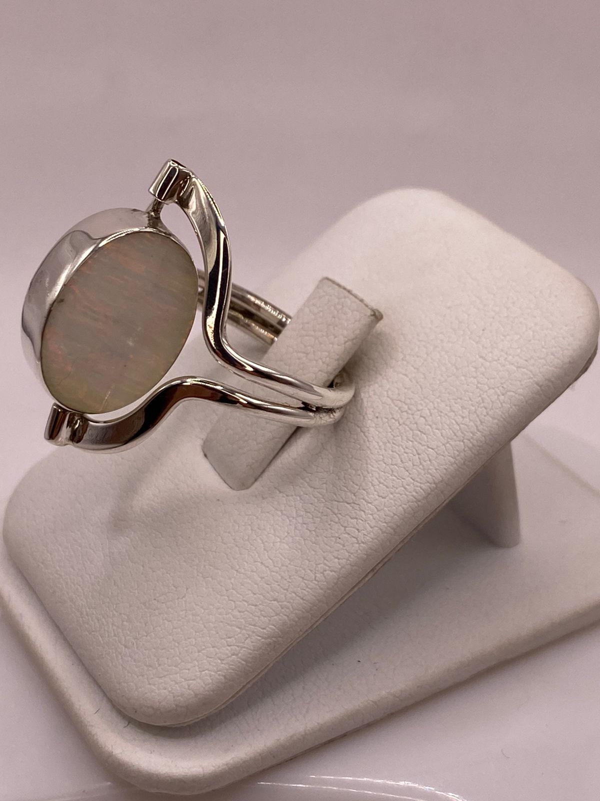 Anillo Doble Vista Giratorio con Ópalo de Fuego en Plata .925