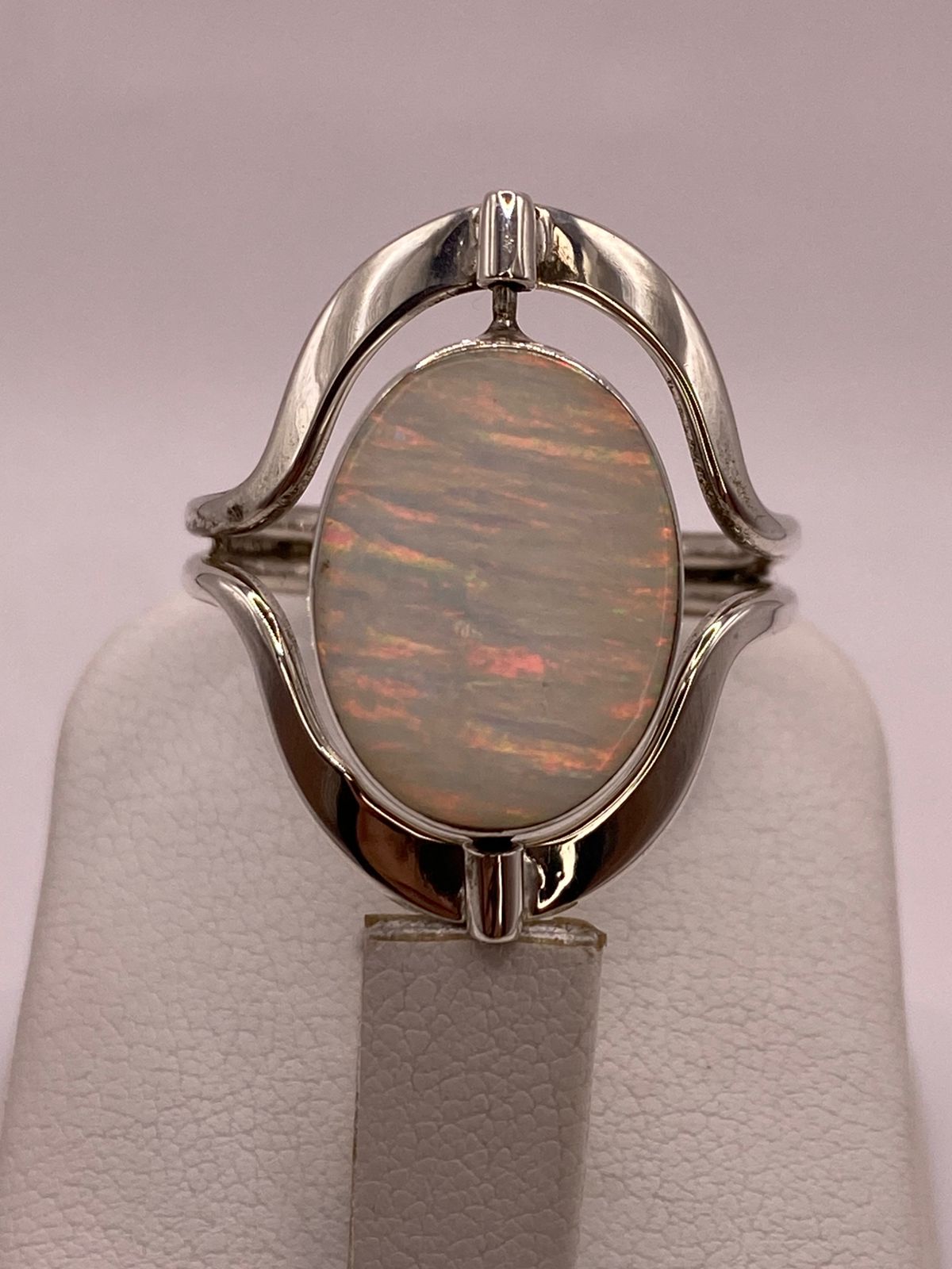 Anillo Doble Vista Giratorio con Ópalo de Fuego en Plata .925