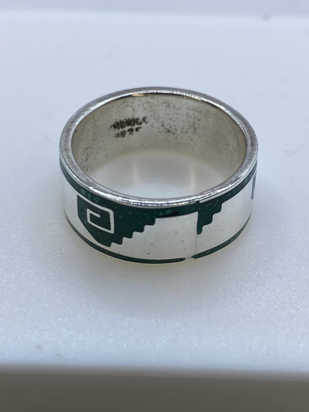 💚 Anillo Escalinata Ancestral de Plata .925 con Malaquita