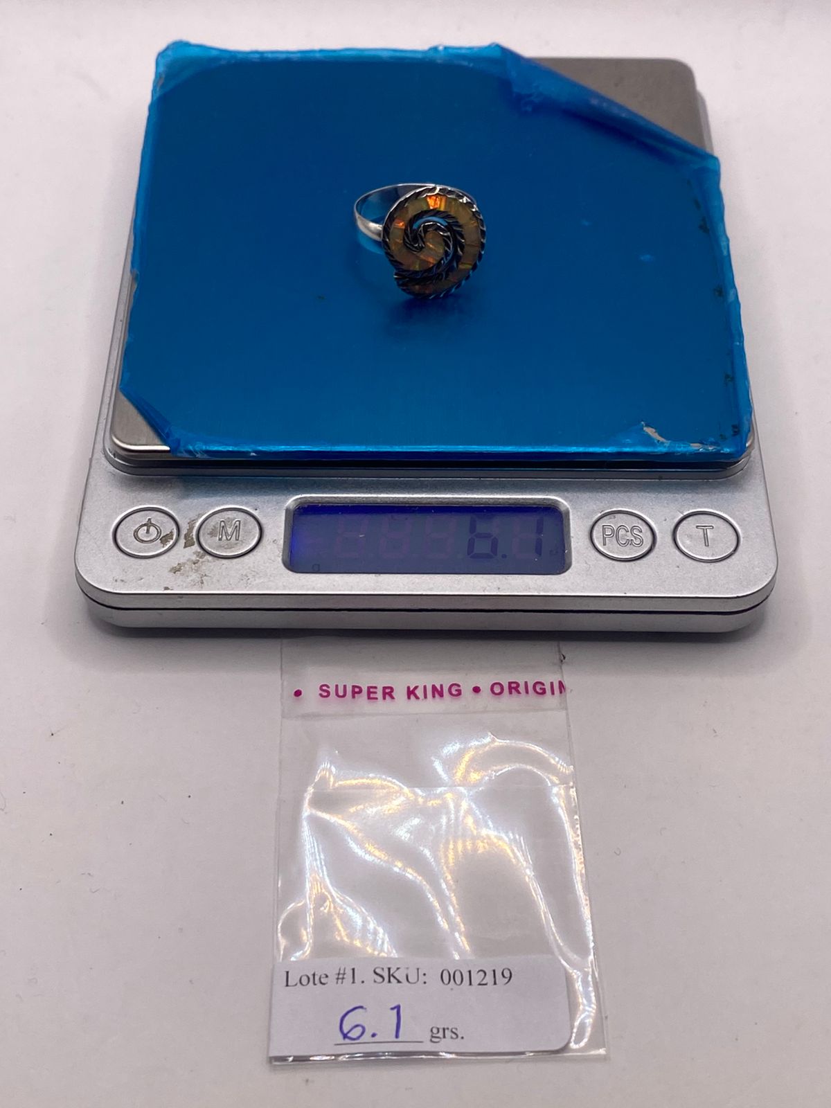 💍🔥 Anillo Espiral de Plata 950 con Ópalo de Fuego