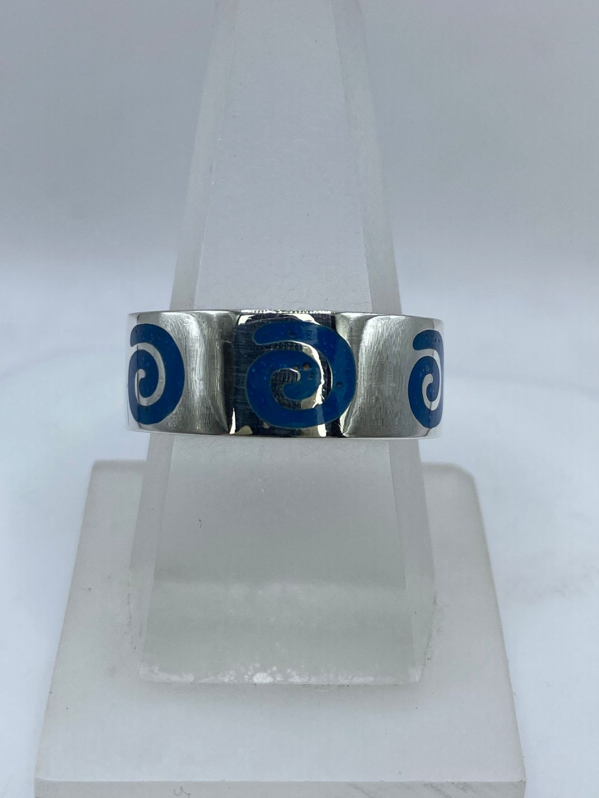 💙🌀 Anillo Espiral Marina en Plata .925 con Turquesa Natural