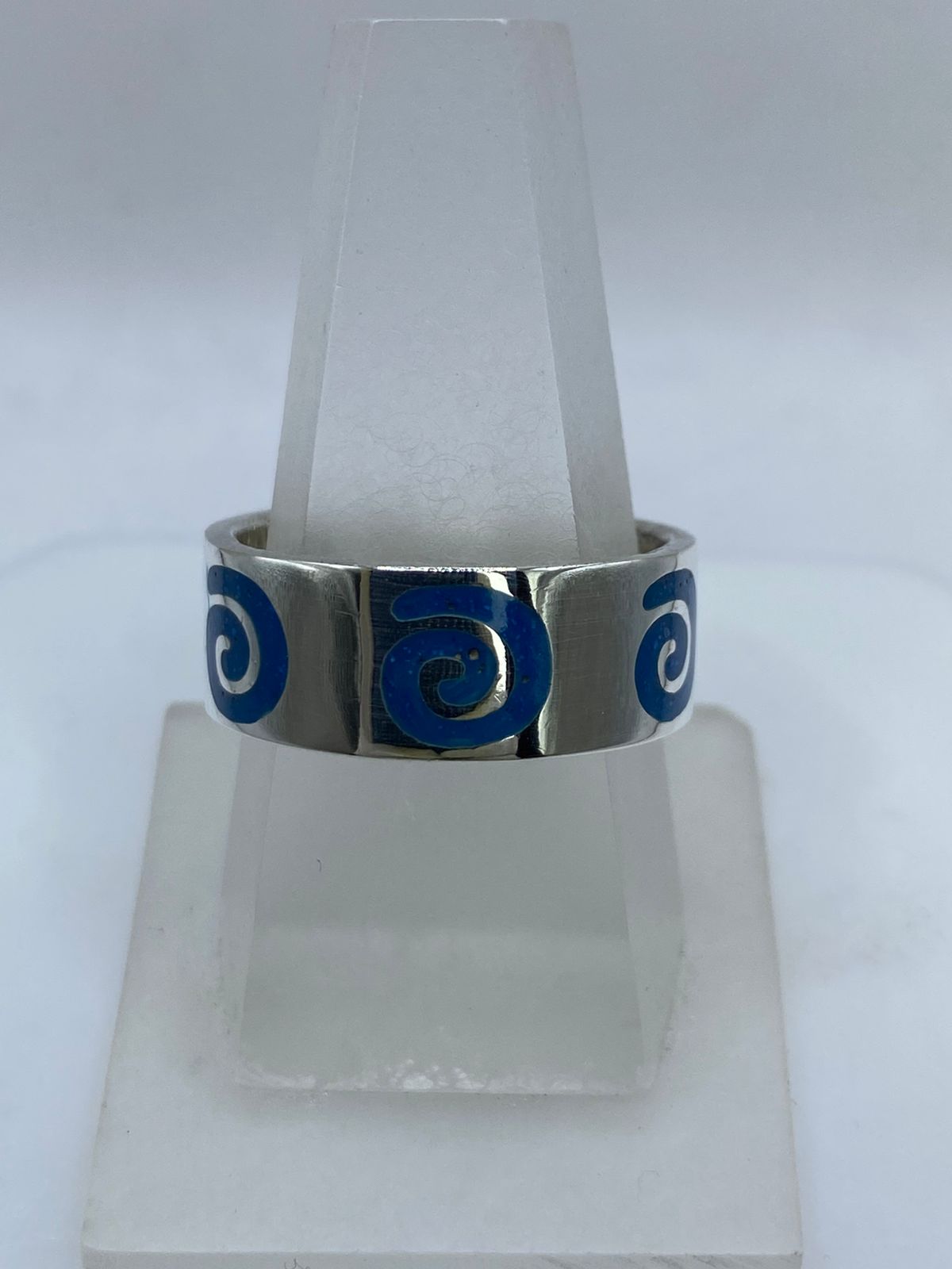 💙🌀 Anillo Espiral Marina en Plata .925 con Turquesa Natural
