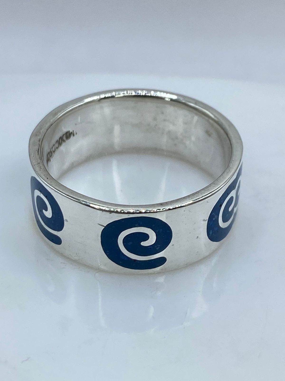 💙🌀 Anillo Espiral Marina en Plata .925 con Turquesa Natural