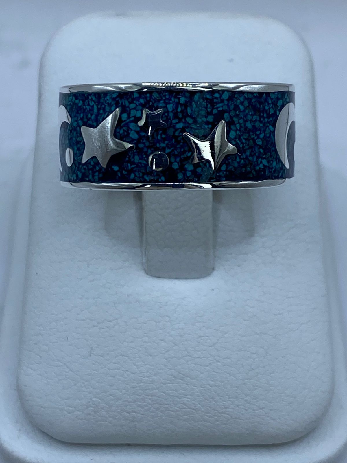 🌙⭐ Anillo Estrellas y Luna en Plata .925 con Turquesa Natural