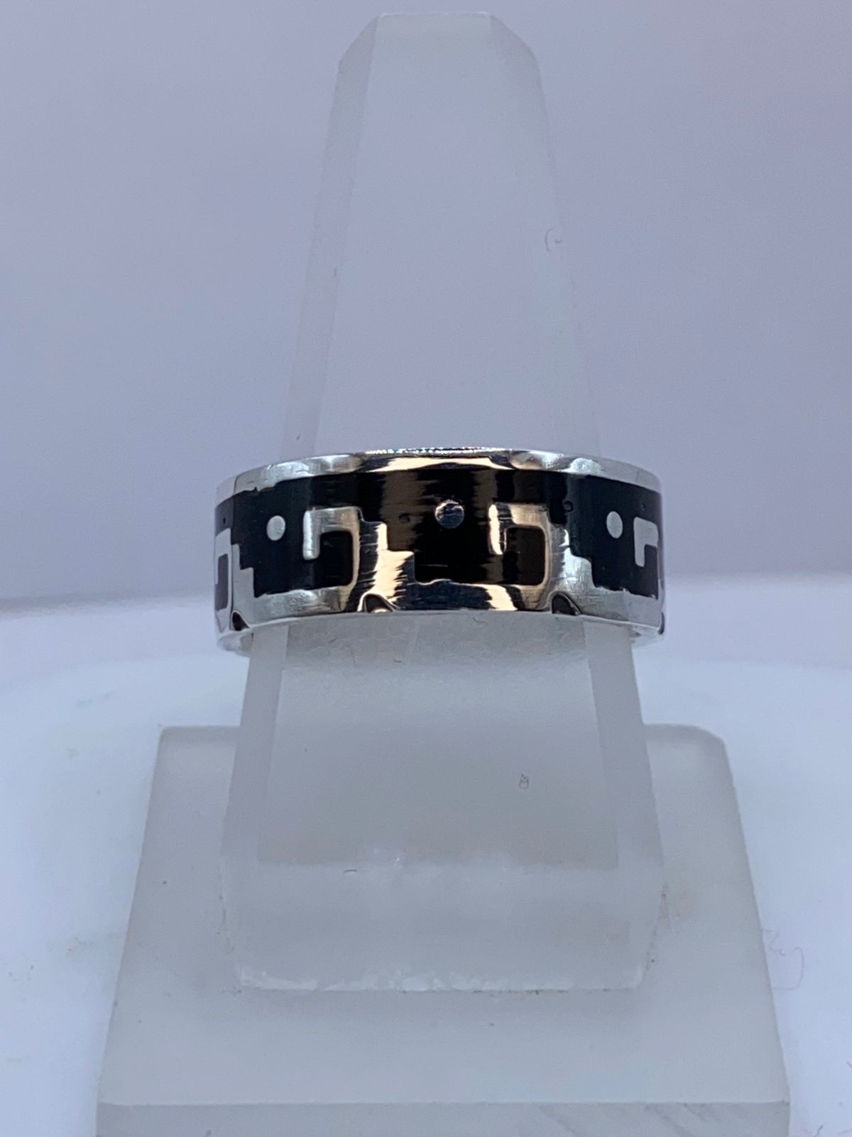 Anillo Forma de Olas en Plata .925 con Obsidiana Negra