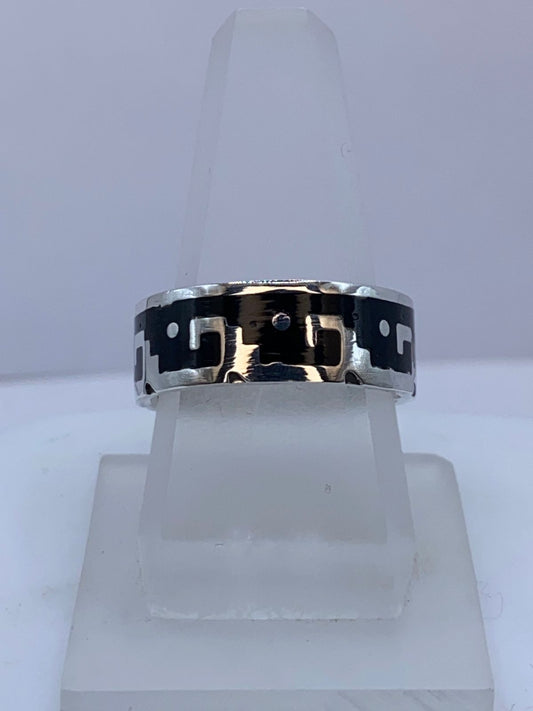 Anillo Forma de Olas en Plata .925 con Obsidiana Negra