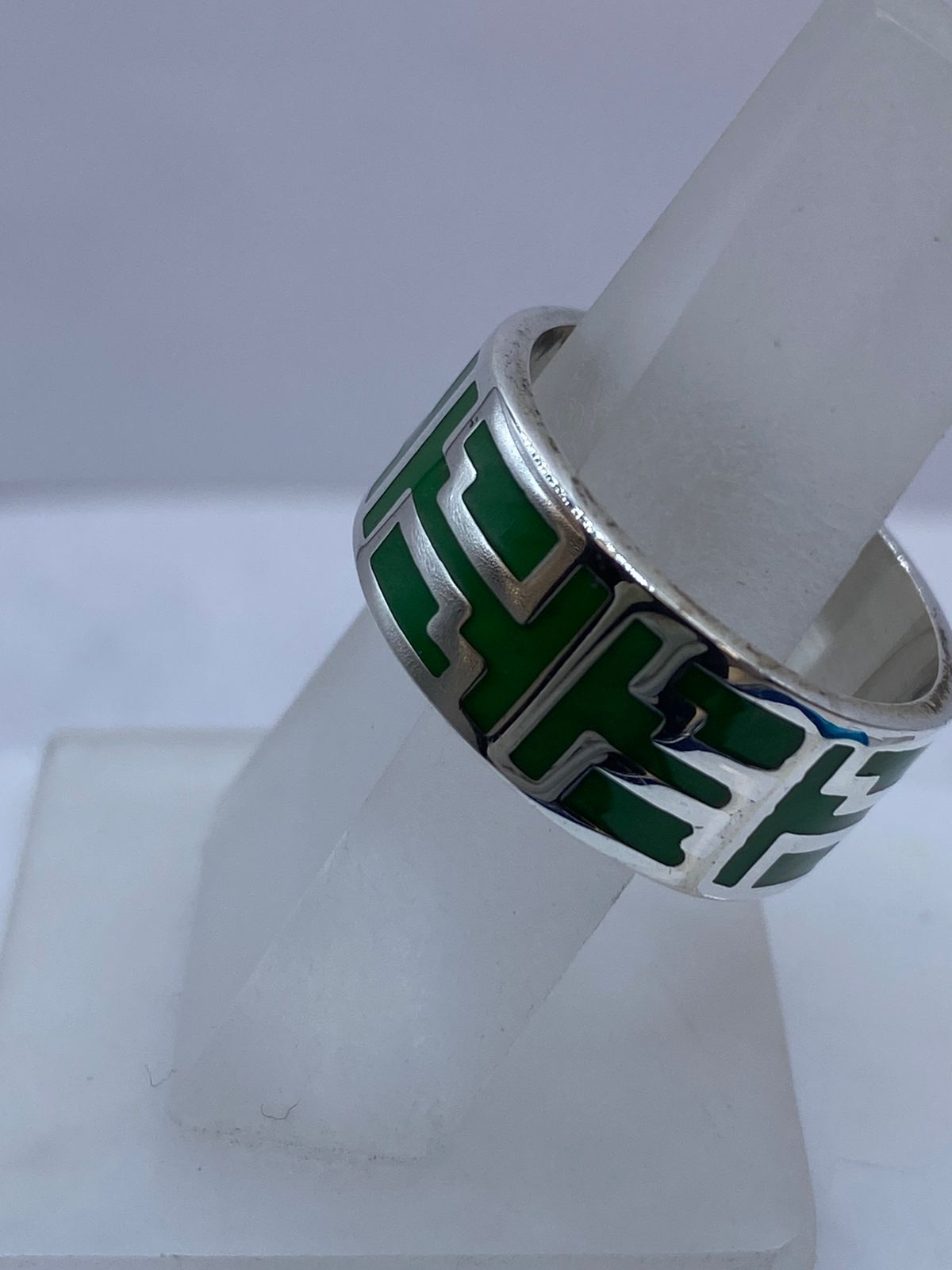 Anillo Geometría Ancestral de Plata .925 con Malaquita