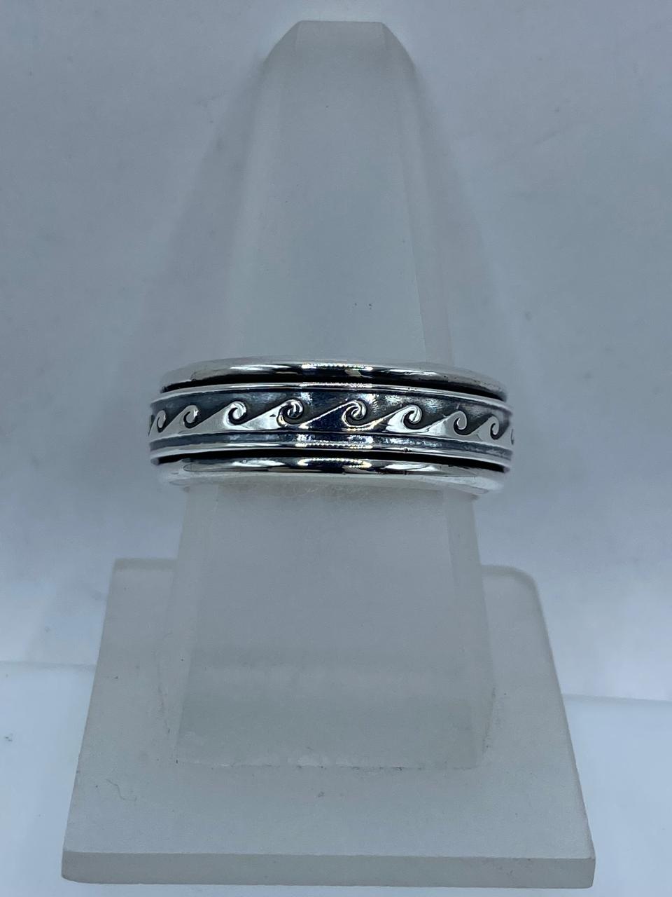 💍 Anillo Giratorio de Plata 925 con Diseño de Olas Clásicas