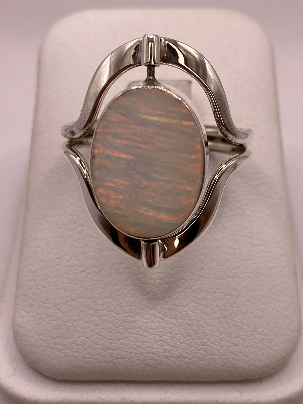 Anillo Giratorio Doble Vista con Ópalo de Fuego — Plata Ley 925