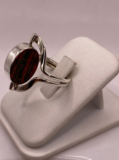 Anillo Giratorio Doble Vista con Ópalo de Fuego — Plata Ley 925, vista frontal