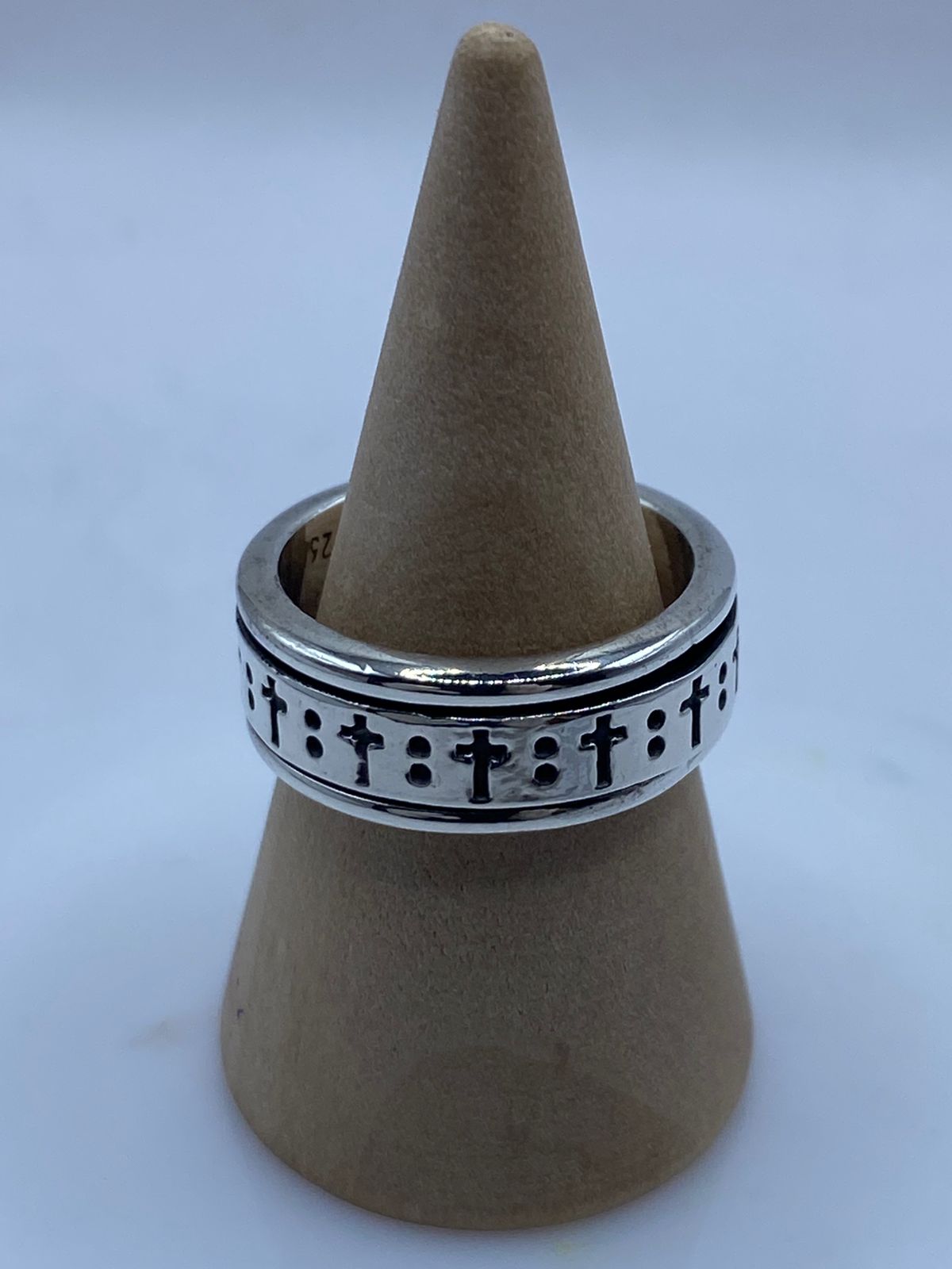 💍✝️ Anillo Giratorio de Plata 925 con Diseño de Cruces